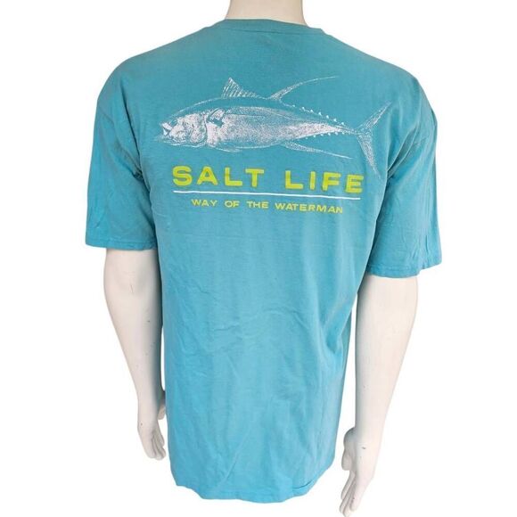 Salt Life XL T-Shirt Blue Graphic Tee Tuna Fish Way of the Waterman Cotton - Picture 4 of 6